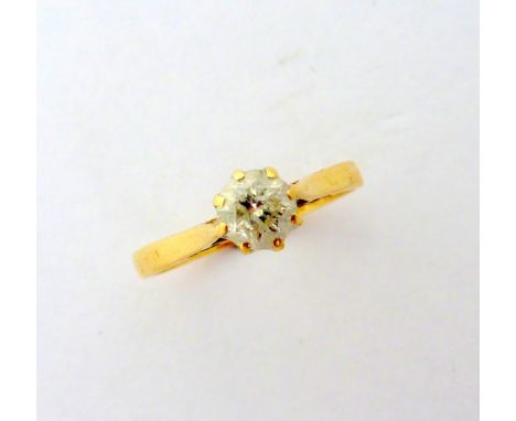 A DIAMOND RING, a single stone diamond, diamond weight stamped to band 0.50cts to the plain tapered band, ring size M