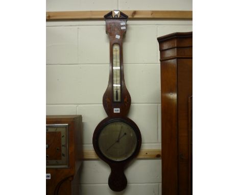 A 19TH CENTURY MAHOGANY INLAID BAROMETER