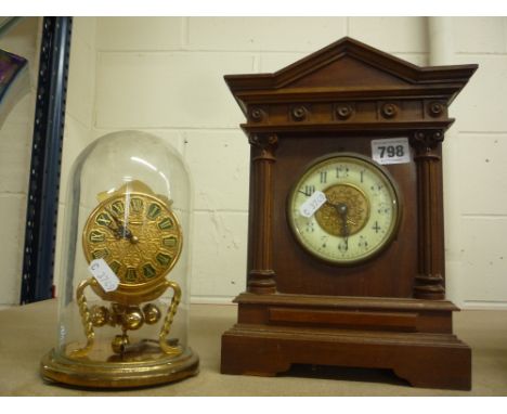 A DOMED KUNDO TIMEPIECE, and a mantel clock (2)
