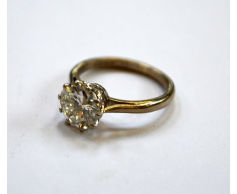 A DIAMOND RING, the brilliant cut diamond to the plain tapered shank, estimated weight spreads at 2.00ct, H-I colour, SI2-P1 