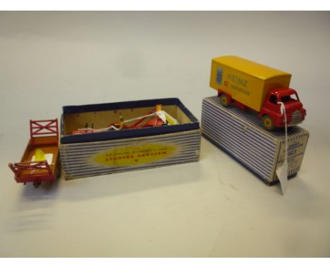 A BOXED DINKY TOYS GIFT SET NO.27AK, Massey Harris Tractor and hay rake (Nos.27a and 27k), box damaged but complete with orig