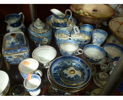 A MIXED COLLECTION OF CAUGHLEY AND COALPORT BLUE PRINTED PORCELAIN, including teabowls, teacups, saucers, sugar bowls etc