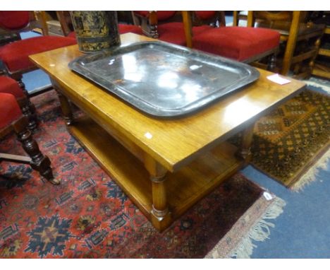 A TITCHMARSH AND GOODWIN OAK COFFEE TABLE, with two drawers and under shelf, label to drawer