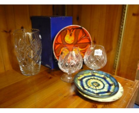 POOLE DISH, boxed crystal vase etc (6)