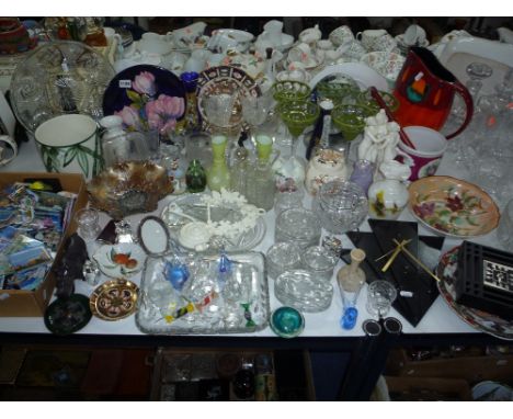 A LARGE QUANTITY OF GLASS, CERAMICS, CLOCKS, FRIDGE MAGNETS, etc, to include Moorcroft, Derby, Poole etc (s.d.)