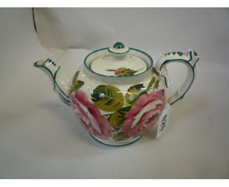 A WEMYSS TEAPOT, painted with roses and green leaves, impressed and painted mark, height approximately 10cm