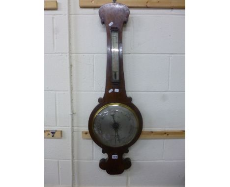 A 19TH CENTURY WALNUT CASED BAROMETER, dial marked Lancaster Birmingham