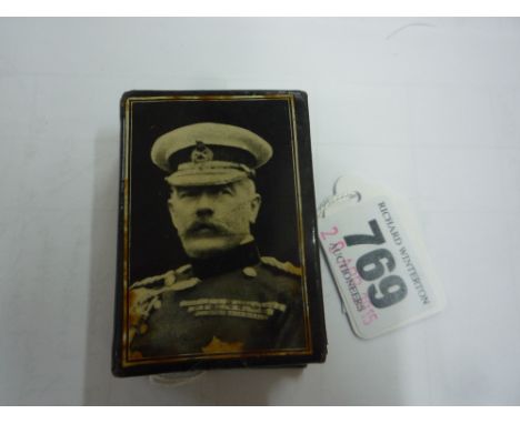 AN EDWARDIAN COMMORATIVE MATCHBOX COVER, circa, 1916, with a portrait and dedication to Earl Kitchener (1850-1916) (situated 