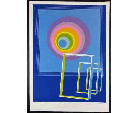 Screenprint titled Spacescape Year 1978 Signed lower right numbered 36/300 Sight size 26" x 33.5"