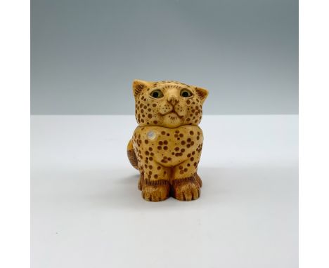 Charming Pot Bellys figure box titled Opal, dated 2002. This two-part figurine features a whimsical leopard-like cat design w
