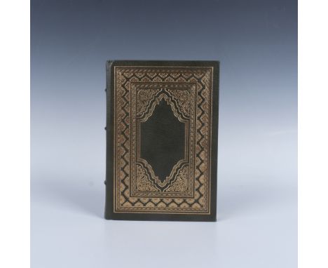 The First Edition Society. A green-gray leather bound book with gilded design and gilded edge pages. A novel about Will Barre
