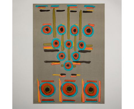 Original color screenprint on laid paper entitled Clocks of Time by American Abstract Expressionist Betty Parsons. She paints