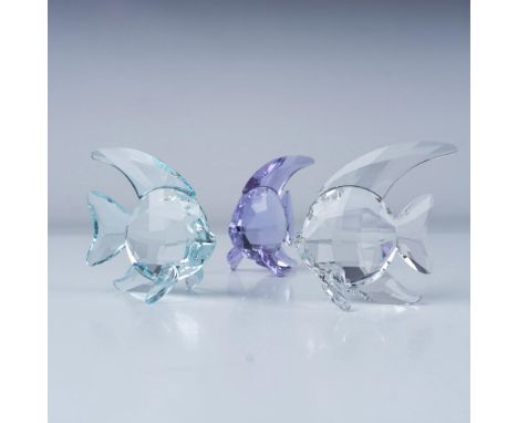 This set of three sparkling fish, part of the Little Messengers group, showcases a delightful trio in Light Azore, Violet, an