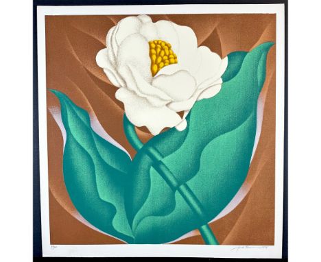 Silkscreen titled Globe Flower. Signed lower right numbered 72/200. Year 1978 Sight size 25.5" x 26"