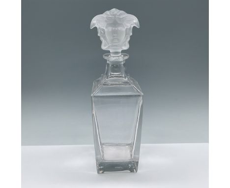 An impressive Versace stemware for Rosenthal. A fine clear crystal liquor vessel with a frosted stopper depicted as Versace l