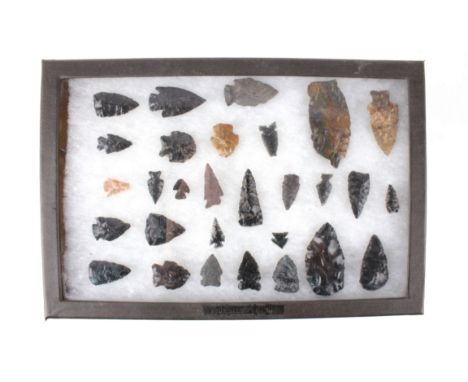For your consideration is this framed collection of Transitional Paleo to Early Archaic period points 8,000 - 10,000 BP. This