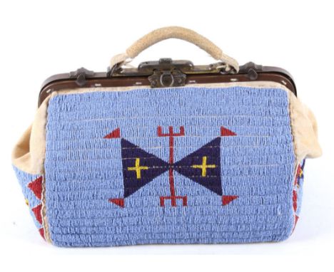 The lot features an excellent fully beaded hide doctors’ bag from the Lakota Sioux Native American Indians of the 19th Centur