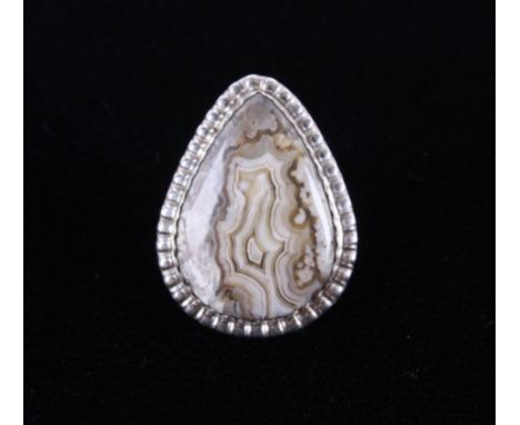 The lot features an excellent large lace agate and sterling silver ring from Navajo Native American Indian silversmith artist