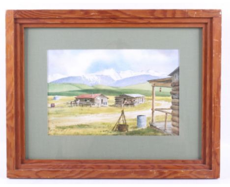 Featured in this lot we have a James Haughey framed Montana landscape watercolor print. James M. Haughey (1915-2007) was an A