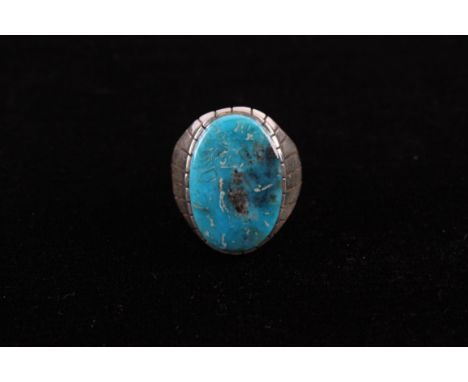 Included in this lot we have a signed Navajo Native American Ray Jack sterling silver and Kingman turquoise ring. The ring fe