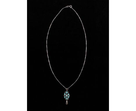 For your enjoyment is a Navajo Native American sterling silver with a light weight box chain necklace. The pendant is a lovel