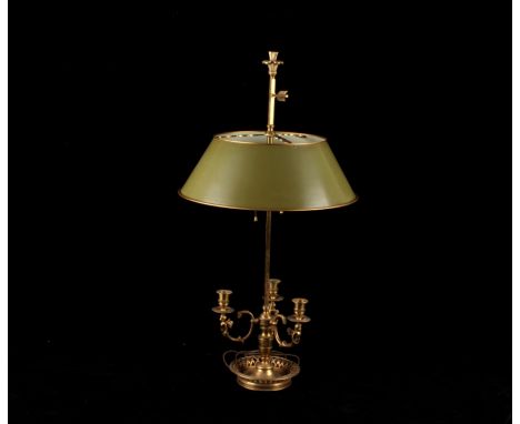 For your consideration is this Warren Kessler brass bouilotte lamp with original tolle shade. Warren Kessler built a large la