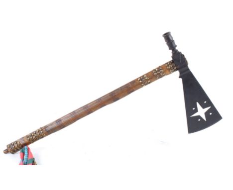 Offered for public sale is a rare and important pipe tomahawk attributed to the Sioux Ghost Dance of 1890 of the Eastern Sant