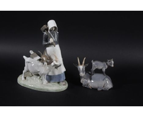 ROYAL COPENHAGEN including Model No 4744 Goat with Kid (designed by Jeanne Grut), and Model No 694 Girl with Goats (designed 