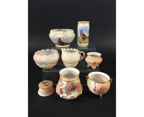 COLLECTION OF ROYAL WORCESTER AND LOCKE &amp; CO to include a pheasant painted vase and bowl, cauldron, vases and other items