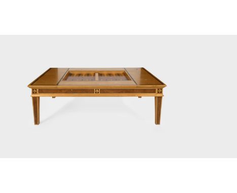 DAVID LINLEY - GAMES TABLE/COFFEE TABLE a large rectangular coffee table, made in sycamore and maple and with an inlaid hardw