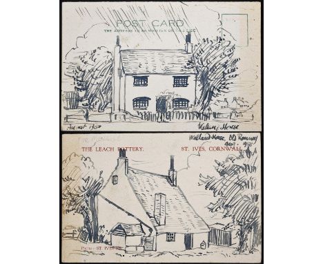 BERNARD LEACH (1887-1979) - SMALL INK DRAWING a small ink drawing of Walland Cottage, Old Romsey, with a small ink drawing on