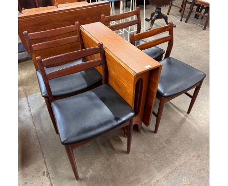 A Jentique teak 507 model table and a set of four 38 model chairs 