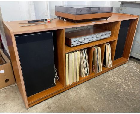 A Bang &amp; Olufsen Beogram 1203 record deck and a Beo-Master 901 with Beovox 3702 speaker and teak Hi-Fi cabinet 