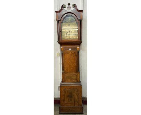 A George III inlaid oak and mahogany 8-day longcase clock 
