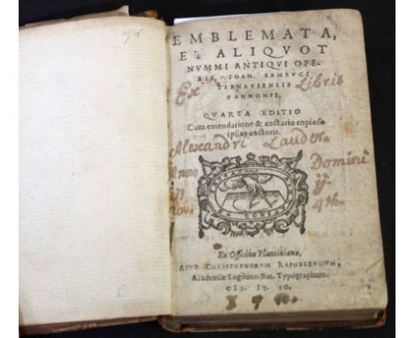 JOHANNES SAMBUCUS: EMBLEMATA ET ALIQUOT NUMMI ANTIQUI OPERIS IOAN SAMBUCI TIMAULENSIS PANNONII, [Leiden], ex Officina Plantin
