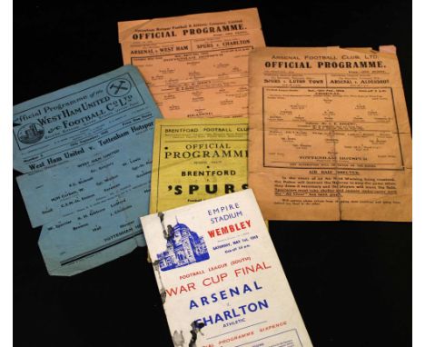 Collection 37 soccer programmes, 1940-1949 including Nottingham Forest v RAF International XI, 1940, 1941 Cup Final, Tottenha