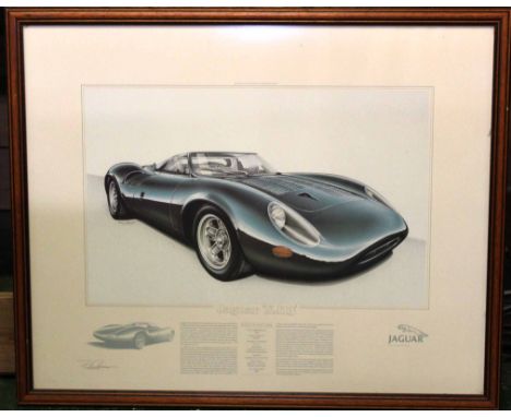 JOHN FRANCIS: JAGUAR 'XJ13', coloured litho print, signed by John Francis, framed and glazed, approx size 595 x 480mm, 645 x 