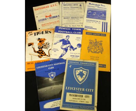 Collection of circa 60 soccer programmes 1950s including Gateshead v Tottenham 1955, Leeds v Sheffield Wednesday 1956, Leices
