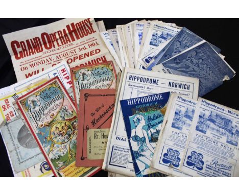 Packet 30+ Norwich Hippodrome programmes and flyers, mainly 1946-54, + "THE LIFE OF G HACKENSCHMIDT" booklet, pencil inscript