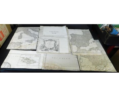 Packet of 20+ assorted engraved maps, mainly large scale from plans, ANTON SCHRAEMBL: ALLGEMEINER GROSSER ATLAS, 1800 includi