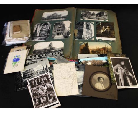 Old postcard album circa 200 postcards, plus approximately 70 loose, predominantly early, many postally used including some m