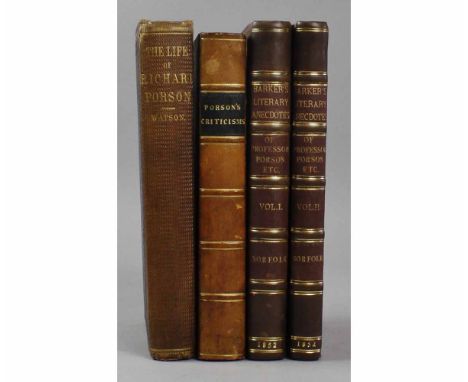 REV. THOMAS KIDD (ED): TRACTS AND MISCELLANEOUS CRITICISMS OF THE LATE RICHARD PORSON ESQ, London 1815, 1st edition, old half