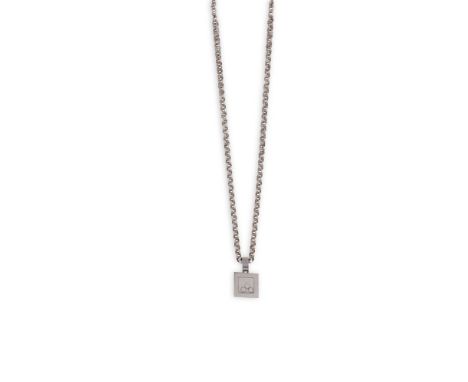 A 'HAPPY DIAMOND' PENDANT NECKLACE, BY CHOPARDThe square glazed compartment containing three collet-set brilliant cut diamond