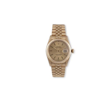 AN 18K GOLD AUTOMATIC CALENDAR WATCH, BY ROLEX, CIRCA 199531-jewel temperature and position adjusted Cal. 3135 movement, over