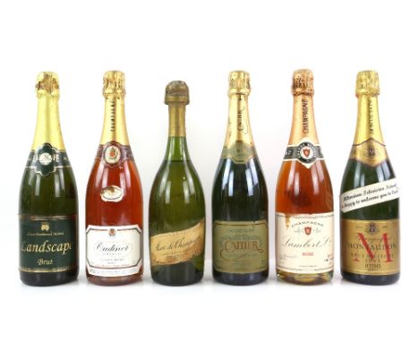 One bottle of Marc de Champagne Moet &amp; Chandon 70cl, one bottle of Oudinot Cuvée Rosé Brut Champagne, 75cl, one bottle of