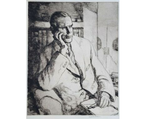 Malcolm Osborne (British 1880-1963): Portrait of Dr Robert Spence FRS (1905-1976), drypoint etching signed in pencil 36cm x 2