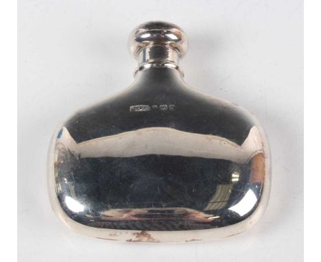 A George V silver hip flask of curved rectangular form with screw lid, Birmingham 1918 by Cornelius Desormeaux Saunders &amp;