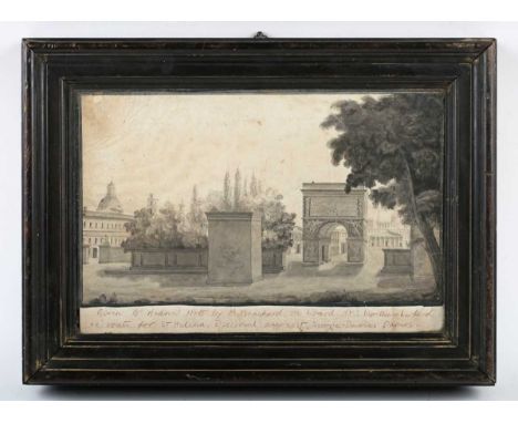 Louis Joseph Narcisse Marchand (French 1791-1876) - Capriccio view of a Napoleonic triumphal arch, monochrome watercolour and