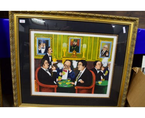 PRINT OF A GENTLEMAN'S CLUB IN WOOD AND GILT FRAME