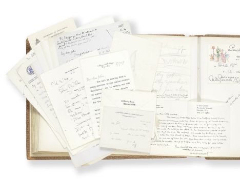 DRINKWATER - COLLECTIONAlbum containing autograph letters, signed menus, photographs and other ephemera, assembled for Penelo